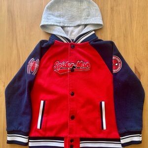 Boys Spiderman Red and Navy Kids Hoodie size 7